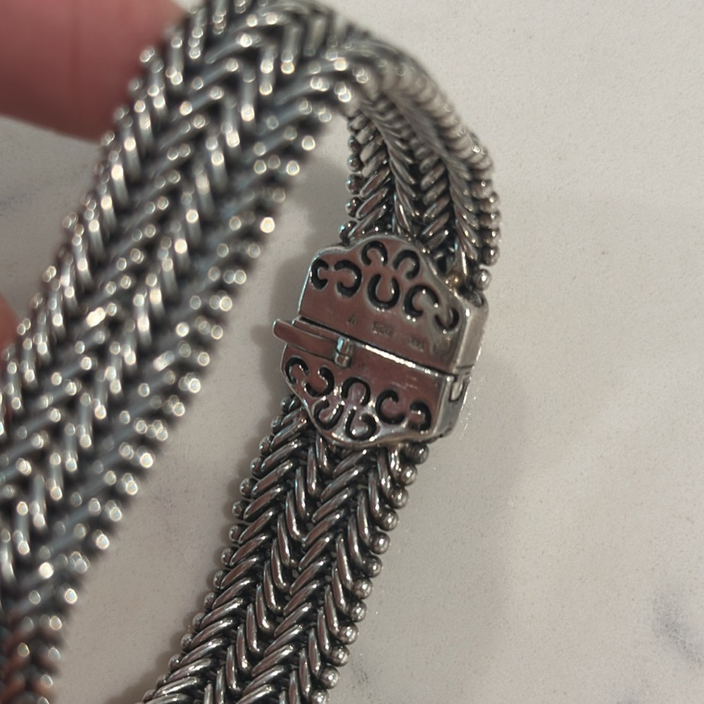 Sterling Silver 14k Gold Natural Diamond Woven Chain Bracelet 925 - Picture 6 of 6